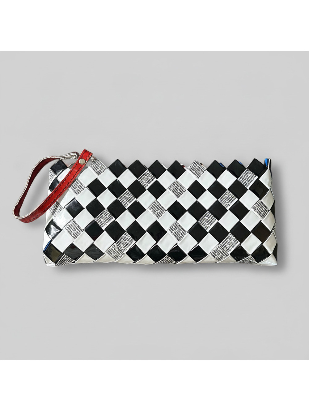 Nahui Ollin Candy Wrapper Black and White Clutch Zippered Wristlet Y2K EcoChic